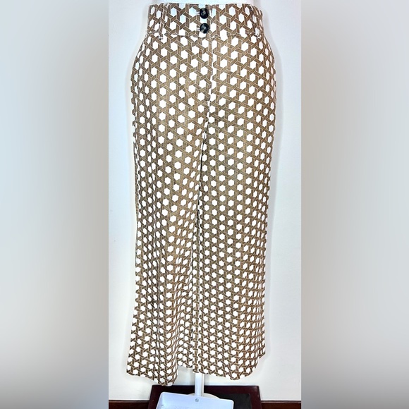 Boden Westbourne Linen Wide Leg Pant | Honeycomb Pattern | 2P - Picture 7 of 13